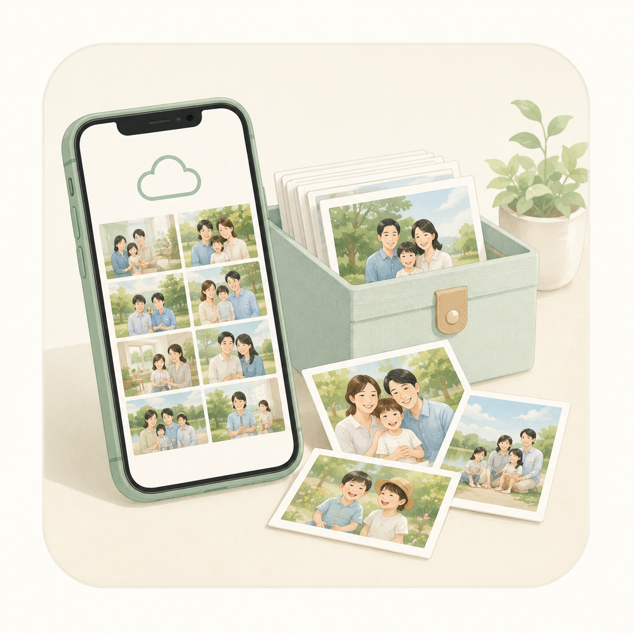 スマホ写真整理のイラスト